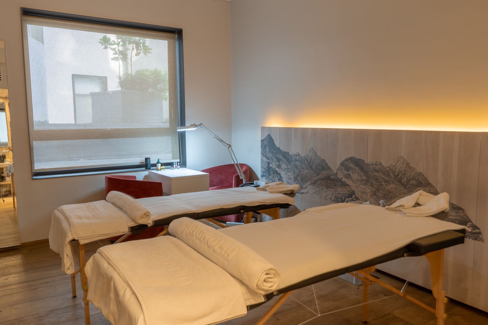 Sala de massagens do spa do Hotel Magnolia, em Santiago