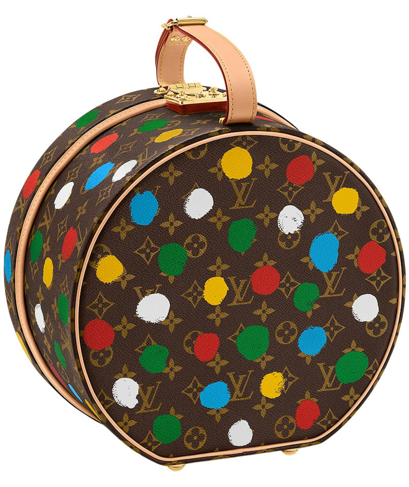 Boîte Chapeau 30 da colaboração Louis Vuitton x Yayoi Kusama coberta por pontos coloridos