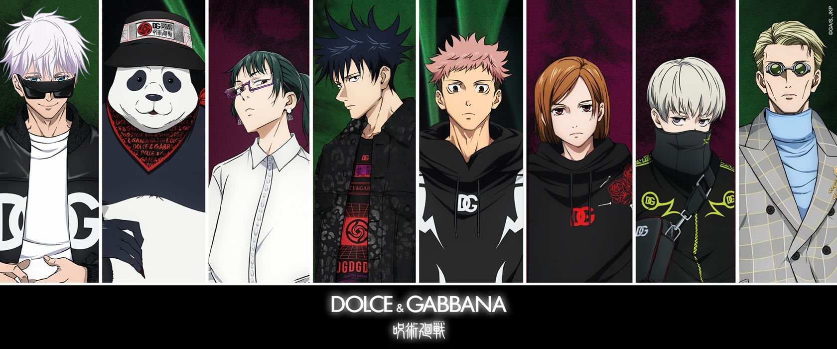 Personagens de Jujutsu Kaisen usando a coleção especial da Dolce & Gabbana