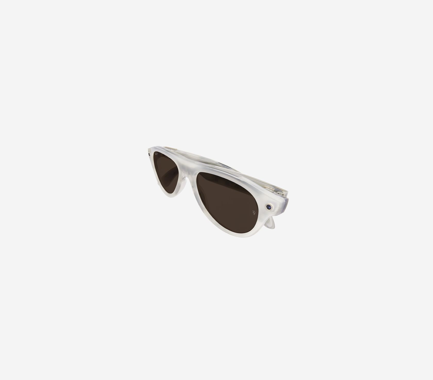 Óculos Ray-Ban Meta de armação translúcida sobre fundo branco