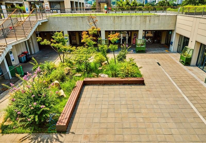 Jardim interno e espaços culturais de Nodeul Island